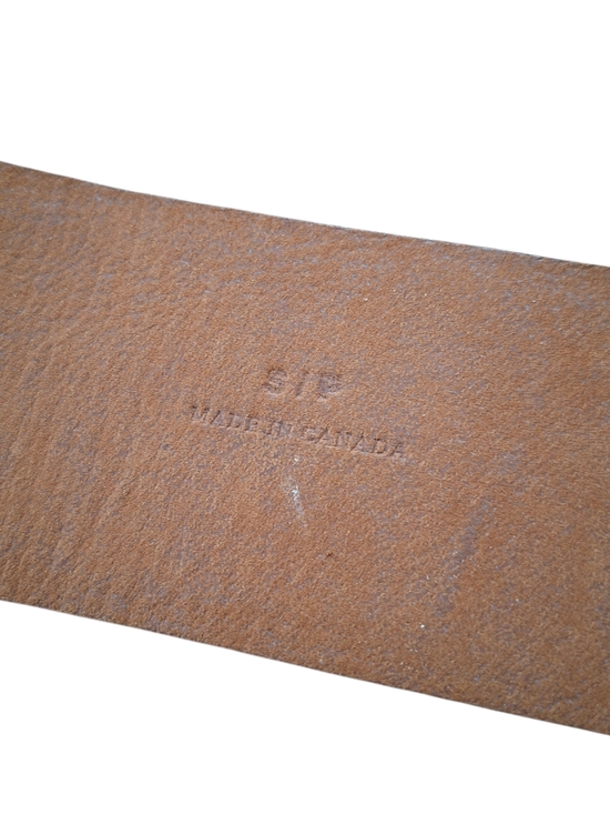 Holt Renfrew Luxe Brown Leather Belt Made in Canada Gold Buckle Timeless Classic - Picture 7 of 15